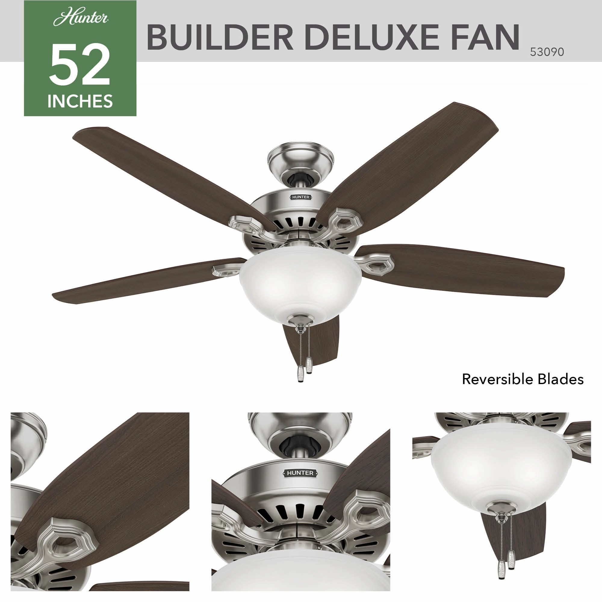 Builder 52"Ceiling Fan Brushed Nickel