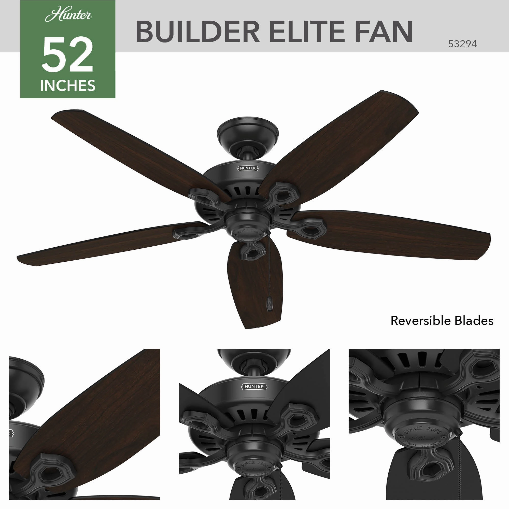 Builder 52"Ceiling Fan Matte Black