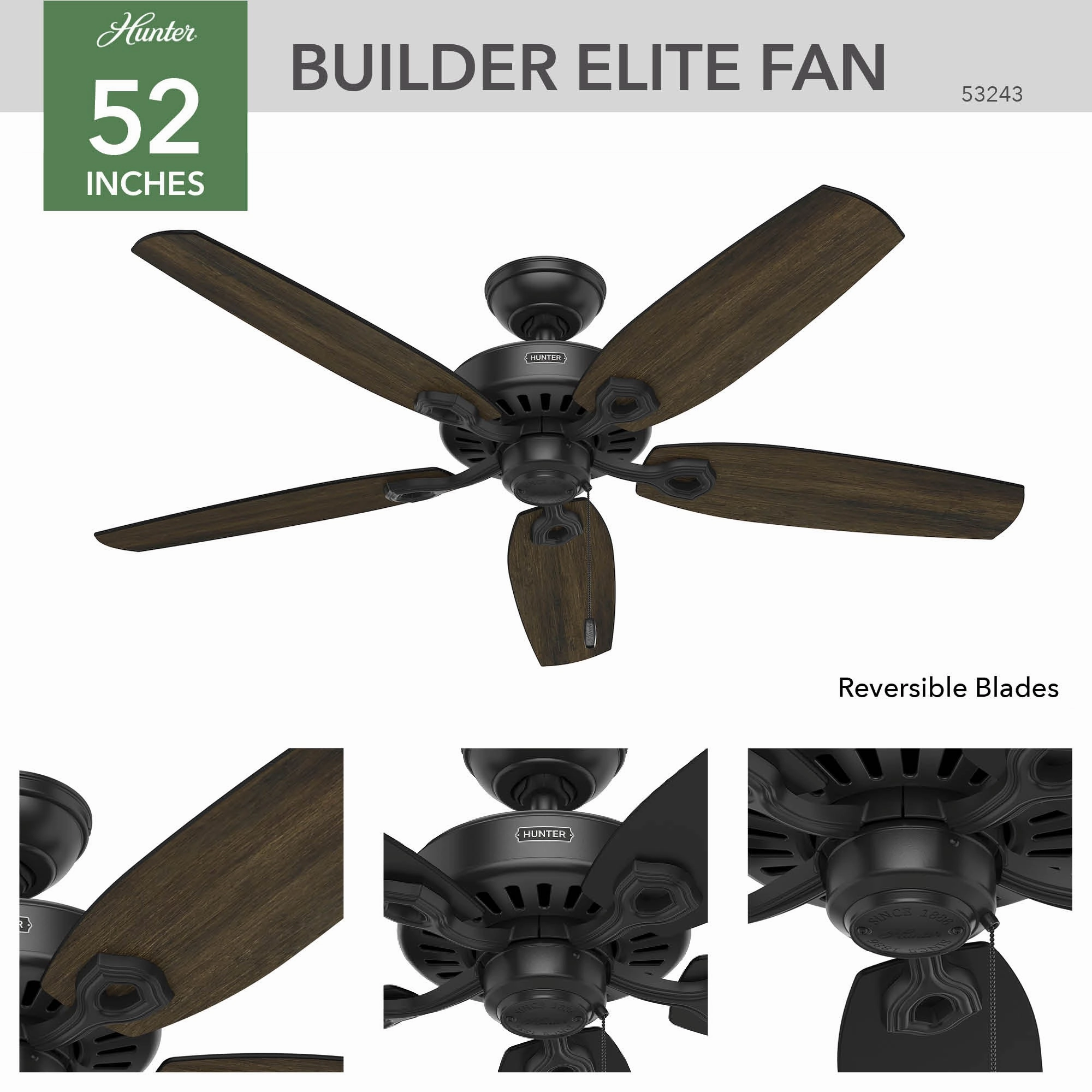 Builder 52"Ceiling Fan Matte Black