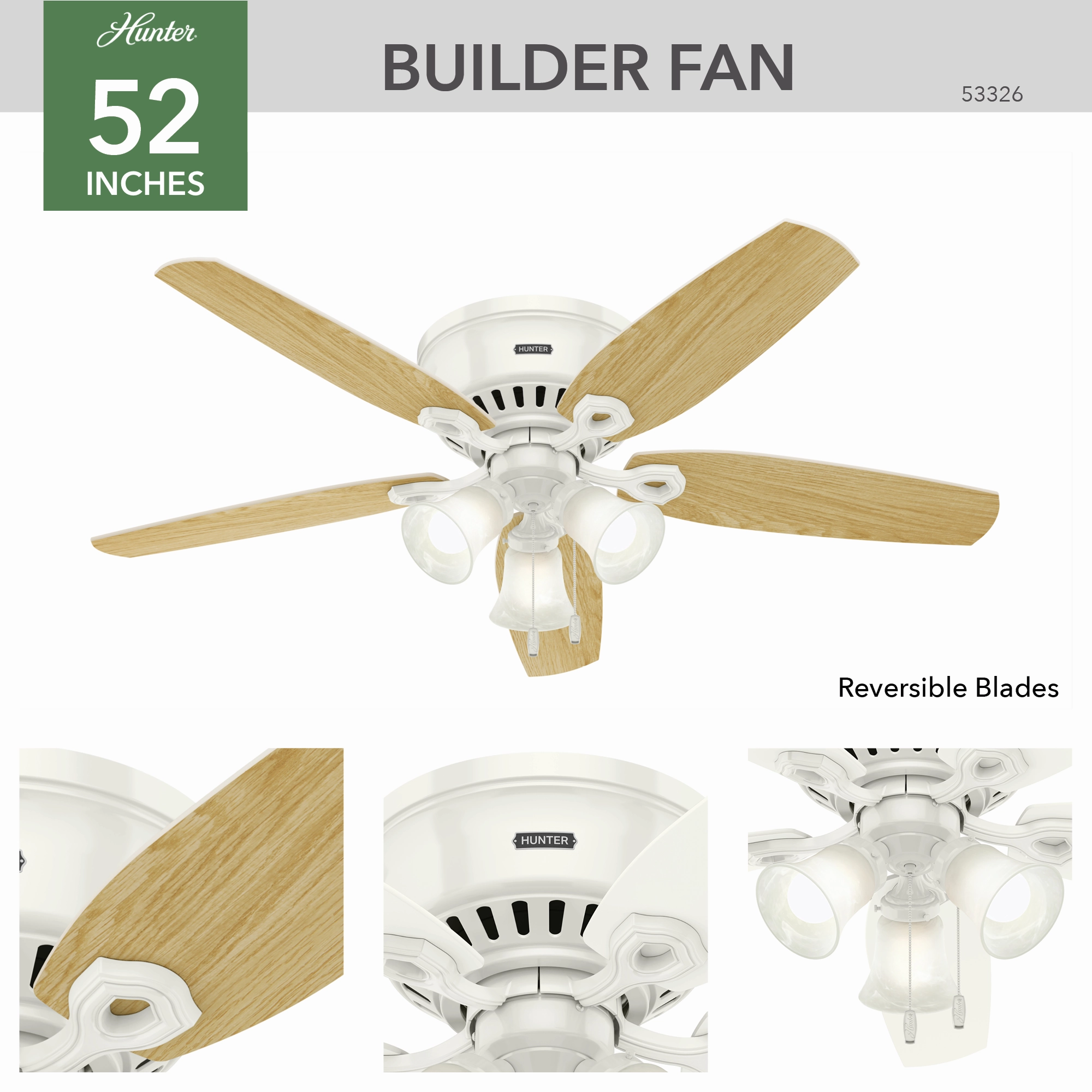 Builder 52"Ceiling Fan Snow White