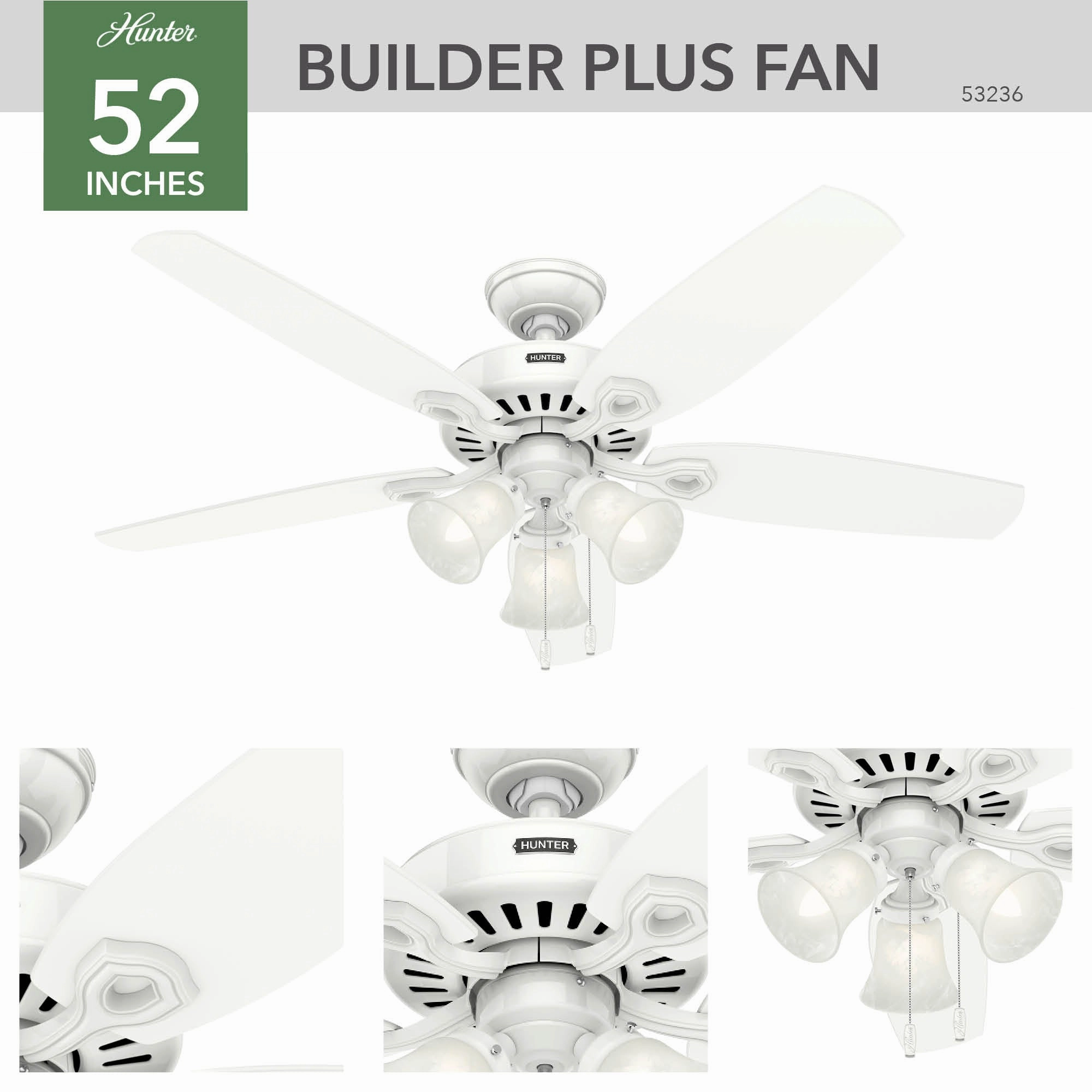 Builder 52"Ceiling Fan Snow White