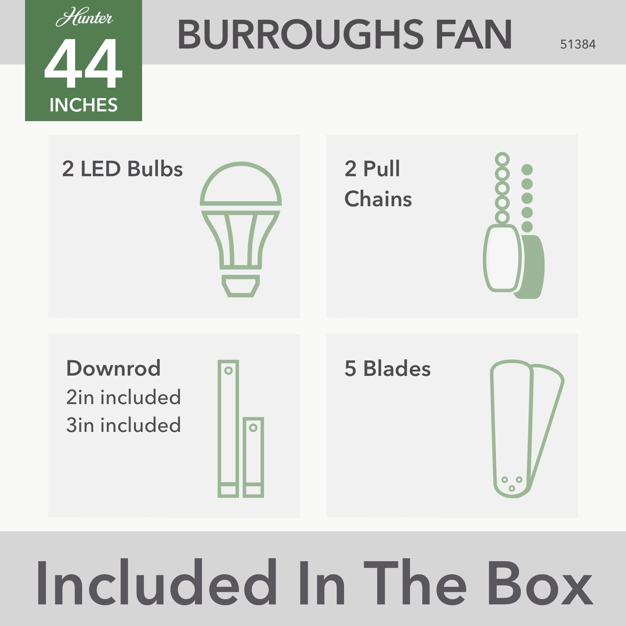 Burroughs 44"Ceiling Fan Matte Silver