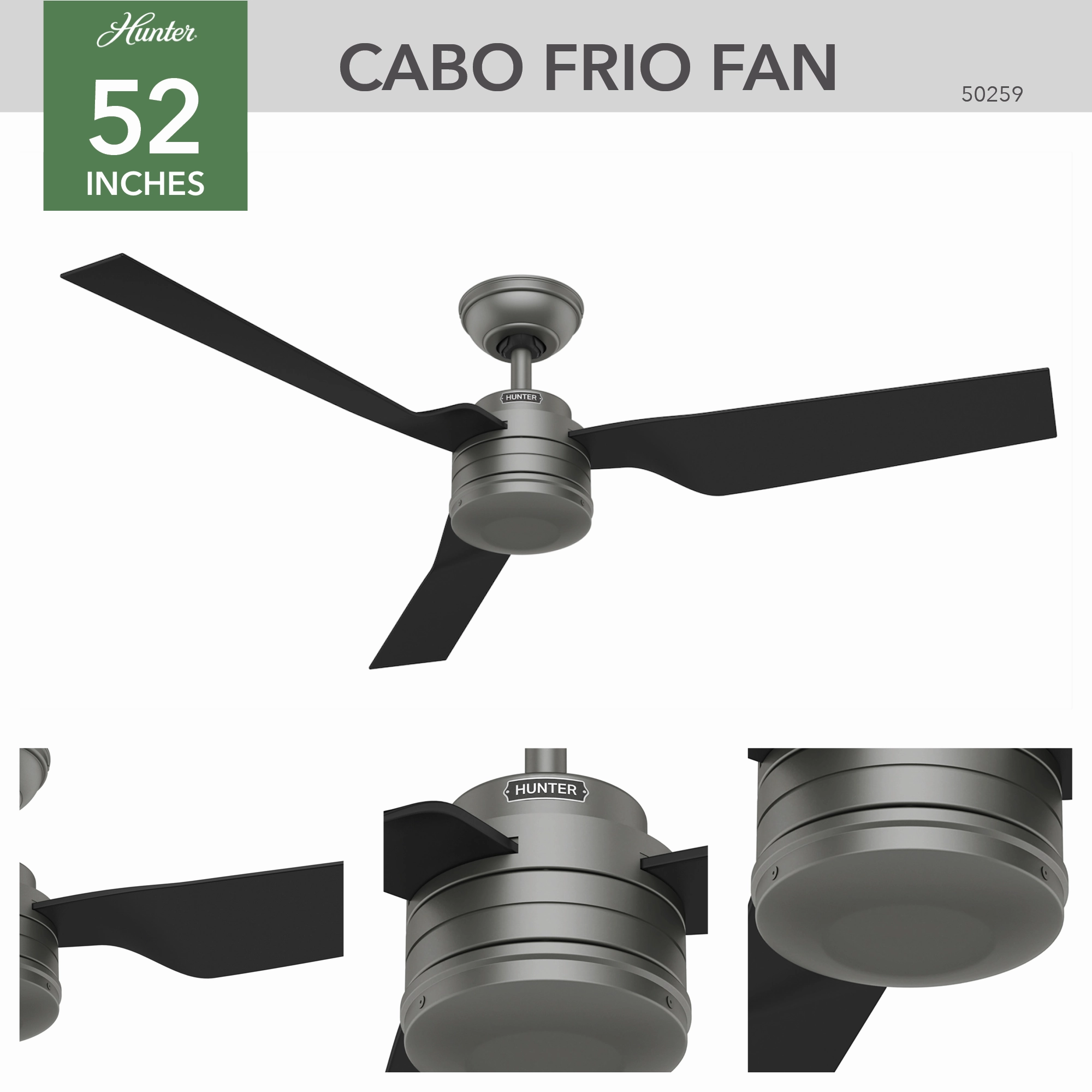 Cabo Frio 52"Ceiling Fan Matte Silver