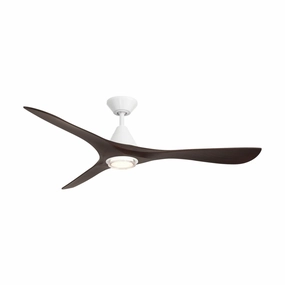Carve 60"Ceiling Fan Matte White/Dark Walnut low-noise fans for peaceful environments