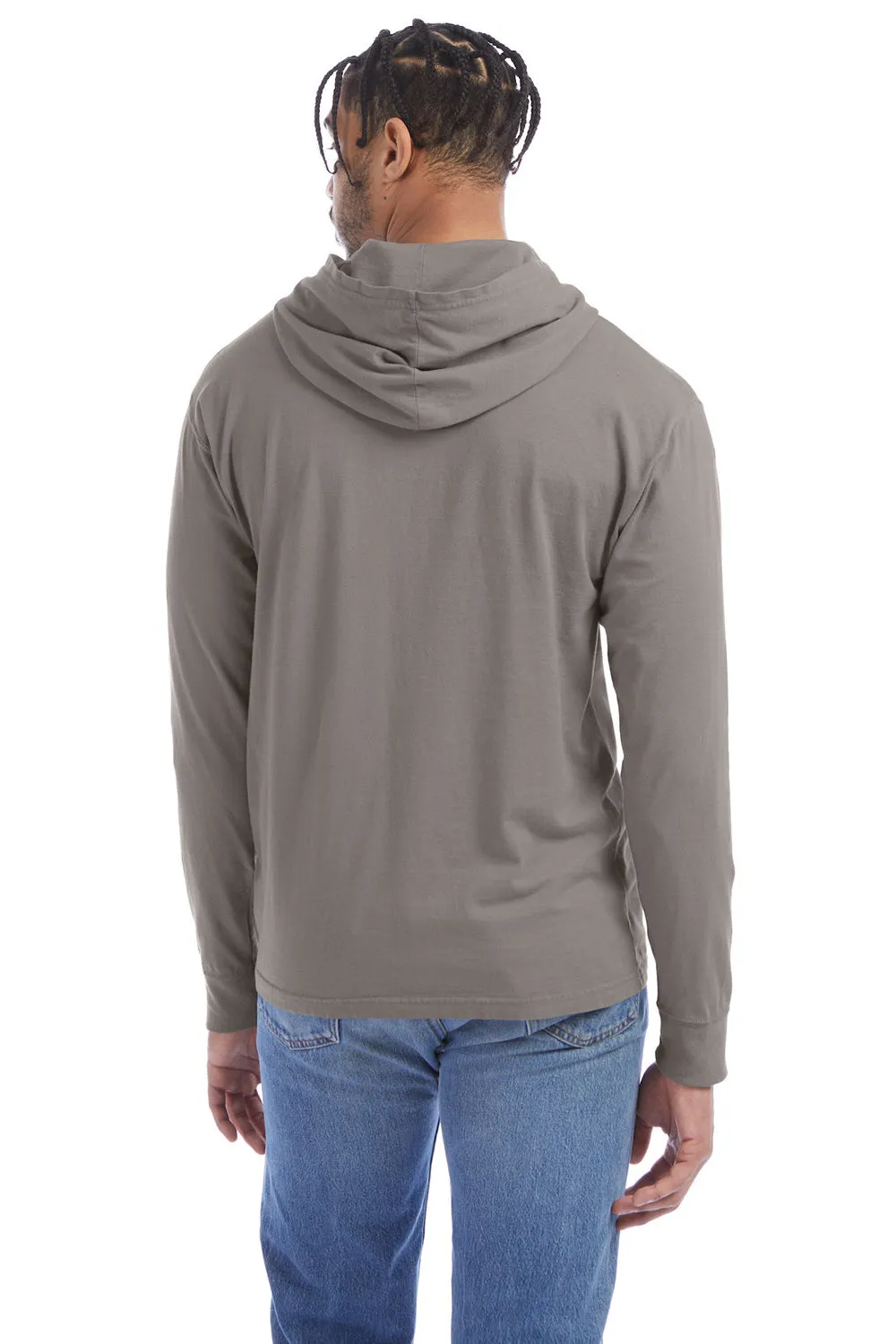 ComfortWash By Hanes Mens Jersey Long Sleeve Hooded T-Shirt Hoodie - Concrete Grey  Buy at Clothing Comfortwash-By-Hanes