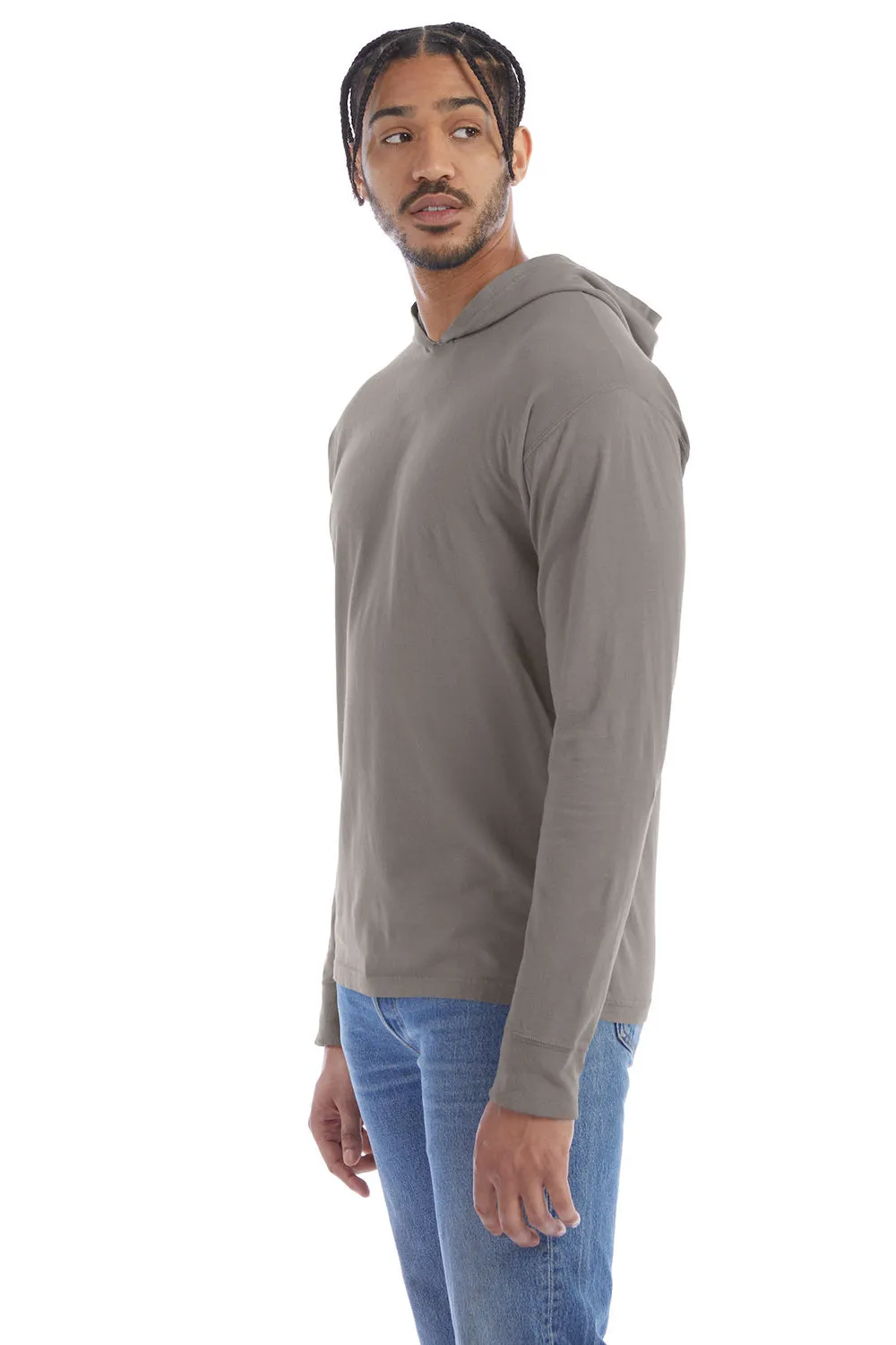 ComfortWash By Hanes Mens Jersey Long Sleeve Hooded T-Shirt Hoodie - Concrete Grey  Buy at Clothing Comfortwash-By-Hanes