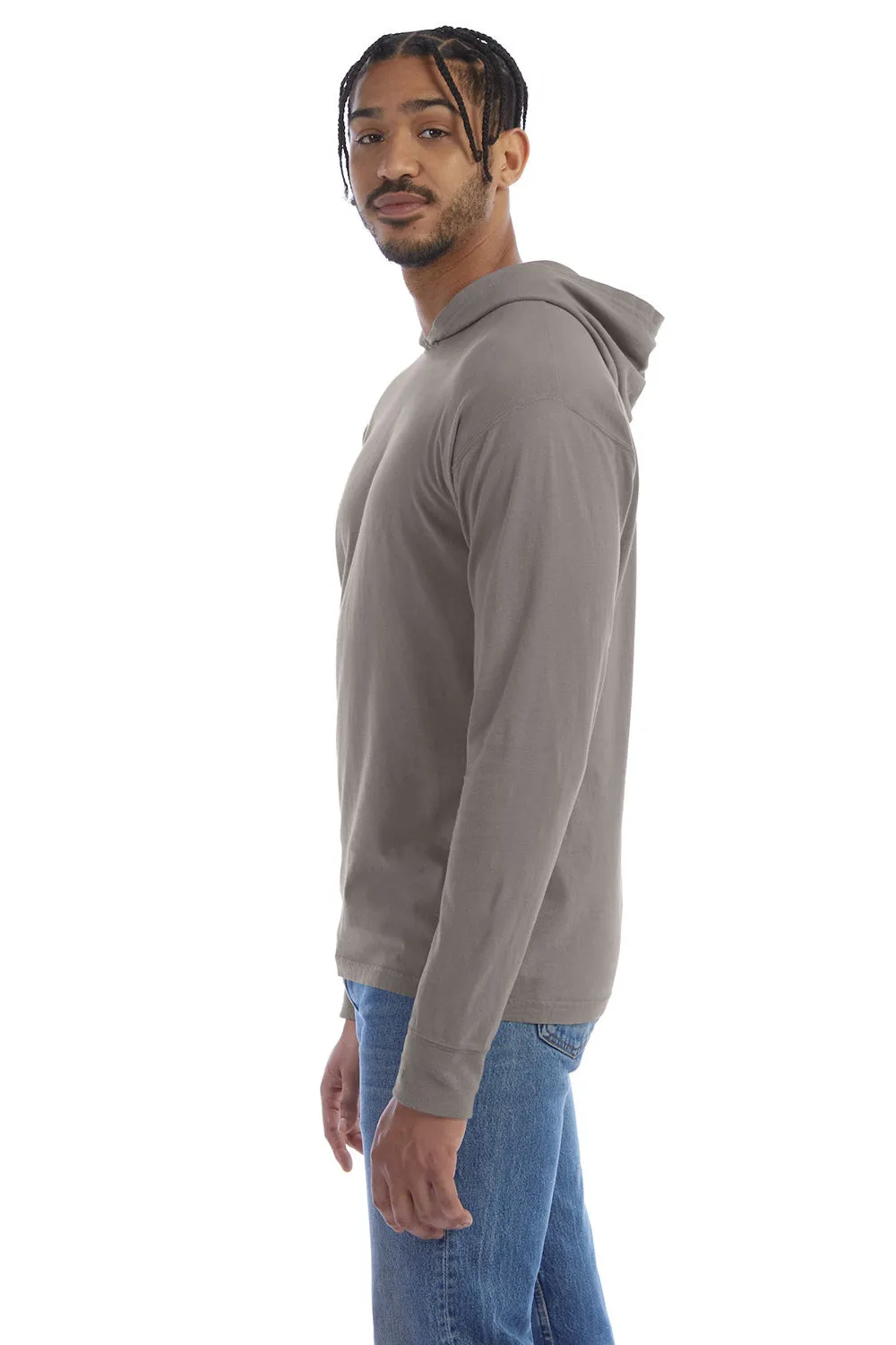 ComfortWash By Hanes Mens Jersey Long Sleeve Hooded T-Shirt Hoodie - Concrete Grey  Buy at Clothing Comfortwash-By-Hanes