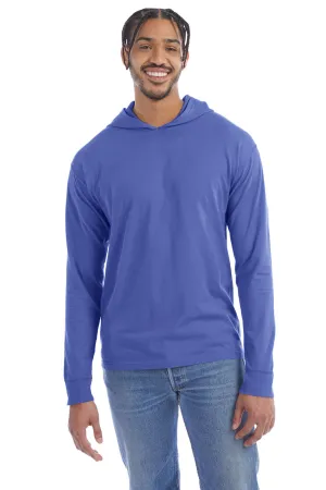 ComfortWash By Hanes Mens Jersey Long Sleeve Hooded T-Shirt Hoodie - Deep Forte Blue  Buy at Clothing Comfortwash-By-Hanes