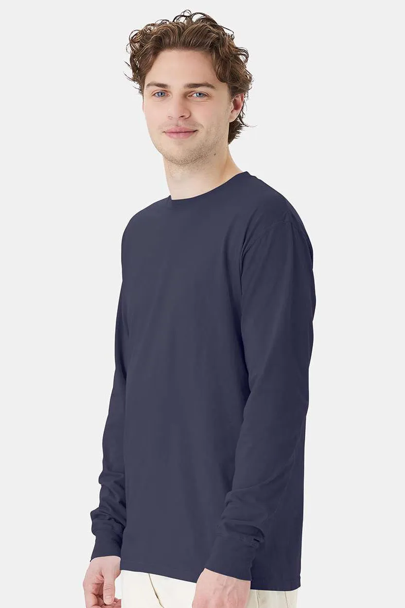 ComfortWash By Hanes Mens Long Sleeve Crewneck T-Shirt - Anchor Slate Blue  Buy at Clothing Comfortwash-By-Hanes