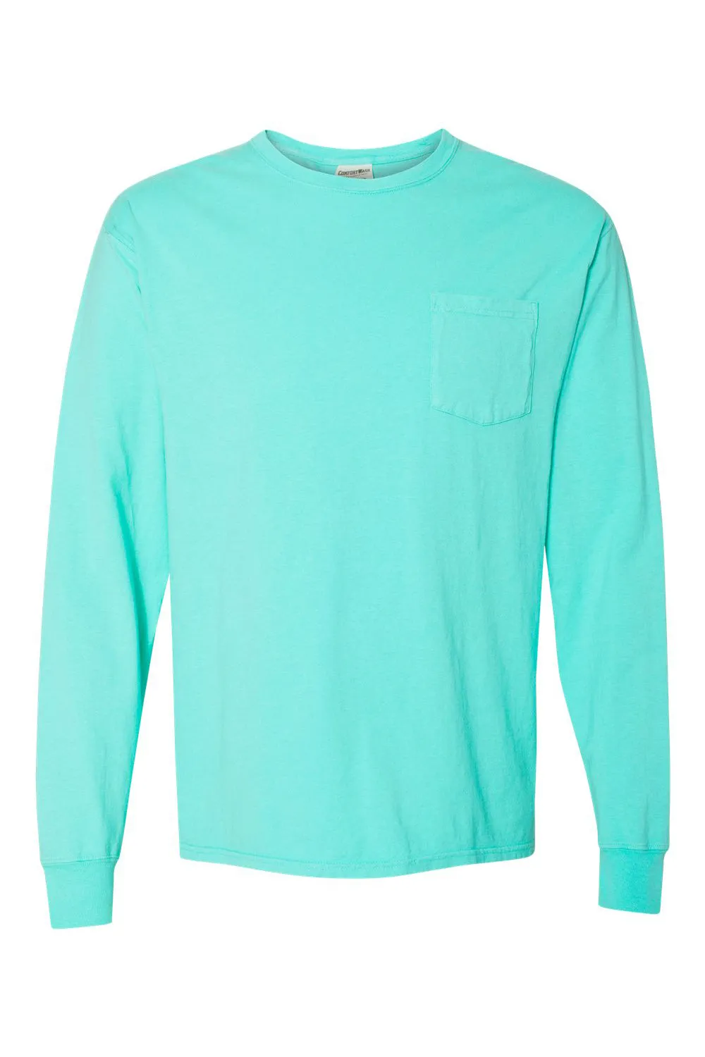 ComfortWash By Hanes Mens Long Sleeve Crewneck T-Shirt w/ Pocket - Mint Green  Buy at Clothing Comfortwash-By-Hanes