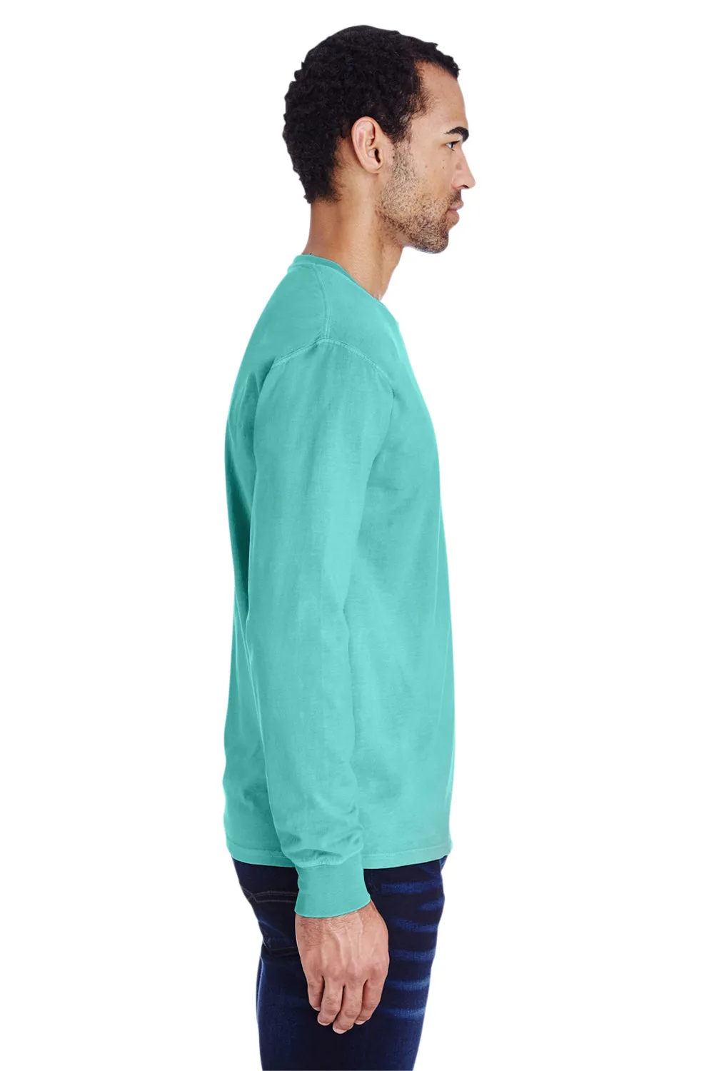 ComfortWash By Hanes Mens Long Sleeve Crewneck T-Shirt w/ Pocket - Mint Green  Buy at Clothing Comfortwash-By-Hanes