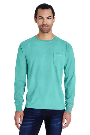 ComfortWash By Hanes Mens Long Sleeve Crewneck T-Shirt w/ Pocket - Mint Green  Buy at Clothing Comfortwash-By-Hanes