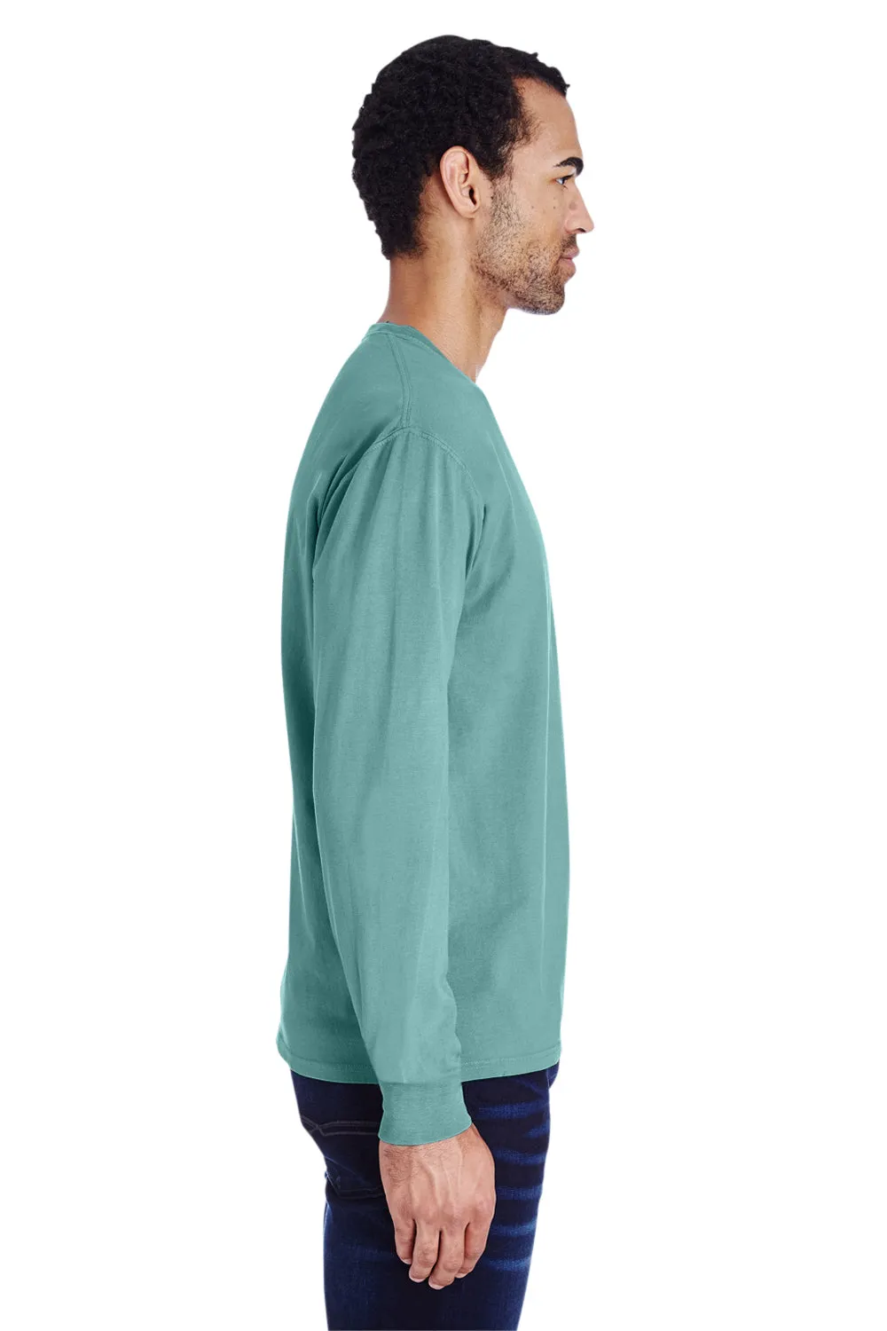 ComfortWash By Hanes Mens Long Sleeve Crewneck T-Shirt w/ Pocket - Spanish Moss Green  Buy at Clothing Comfortwash-By-Hanes
