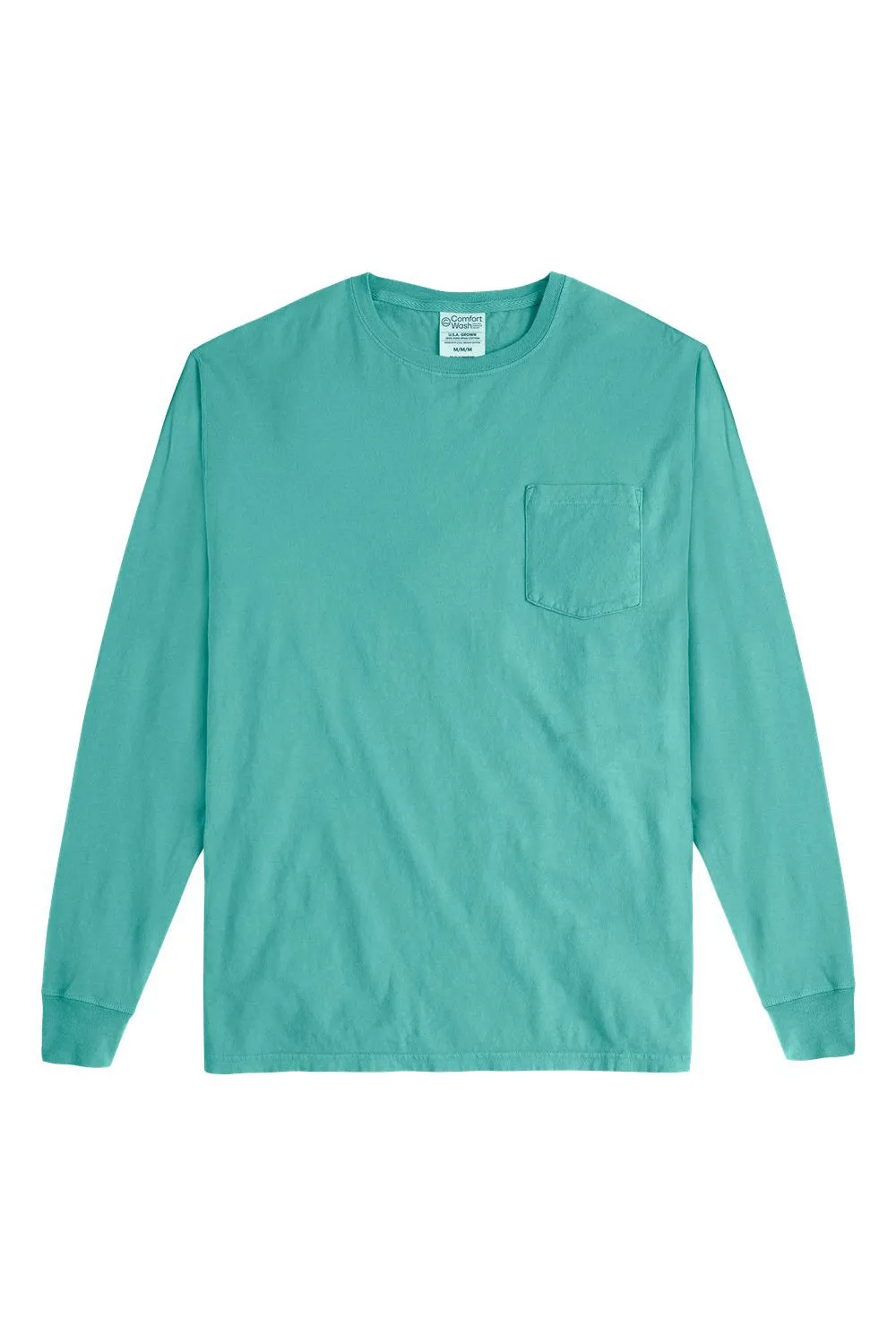 ComfortWash By Hanes Mens Long Sleeve Crewneck T-Shirt w/ Pocket - Spanish Moss Green  Buy at Clothing Comfortwash-By-Hanes