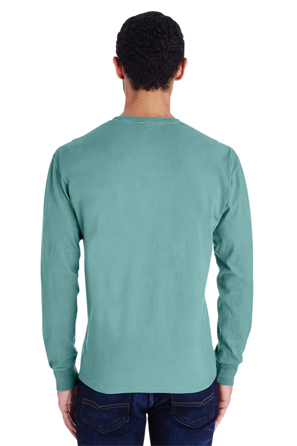ComfortWash By Hanes Mens Long Sleeve Crewneck T-Shirt w/ Pocket - Spanish Moss Green  Buy at Clothing Comfortwash-By-Hanes