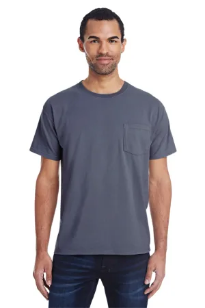 ComfortWash By Hanes Mens Short Sleeve Crewneck T-Shirt w/ Pocket - Anchor Slate Blue  Buy at Clothing Comfortwash-By-Hanes
