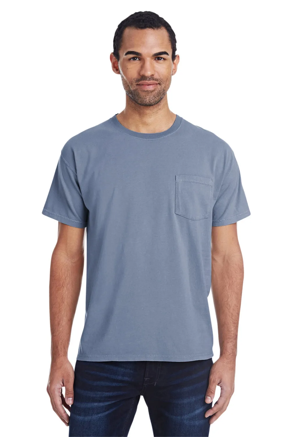 ComfortWash By Hanes Mens Short Sleeve Crewneck T-Shirt w/ Pocket - Saltwater Blue  Buy at Clothing Comfortwash-By-Hanes