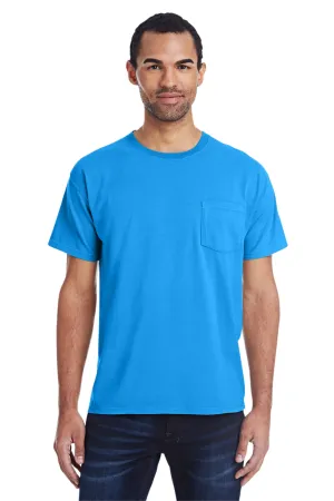 ComfortWash By Hanes Mens Short Sleeve Crewneck T-Shirt w/ Pocket - Summer Sky Blue  Buy at Clothing Comfortwash-By-Hanes