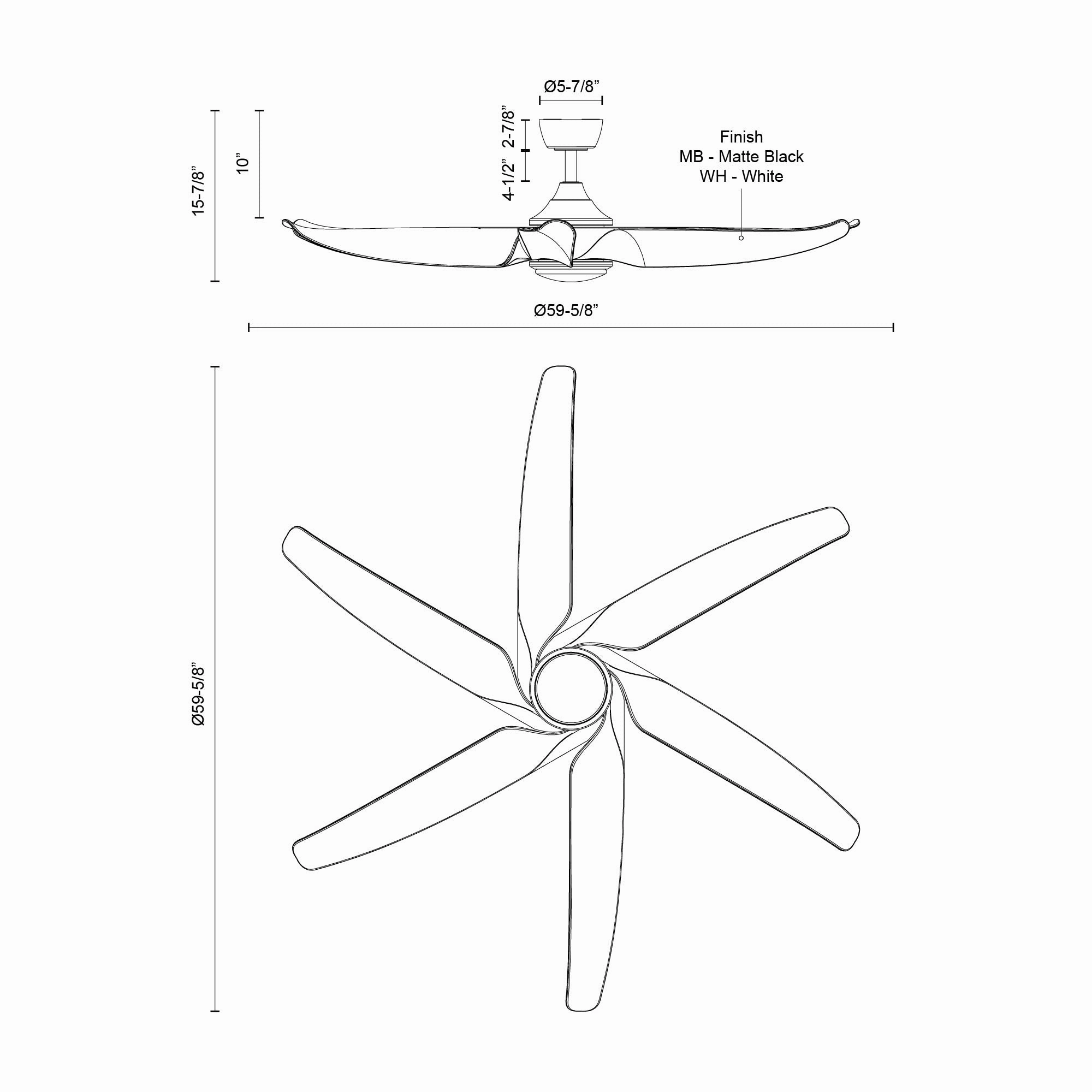 Coronado 60"Ceiling Fan Matte Black