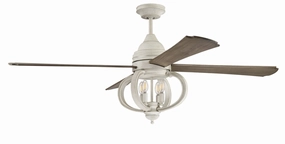 Craftmade Augusta 60" DC Ceiling Fan with LED and Wall and Remote in Cottage White quiet indoor fans for bedrooms and offices