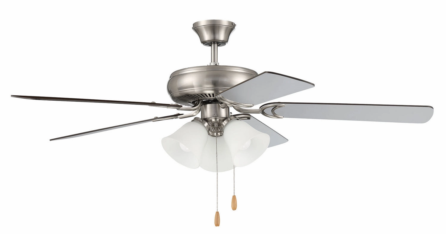 Craftmade Decorator's Choice 52" Pull Chain Ceiling Fan with 3 Light Dimmable LED adjustable indoor fans for cool airflow