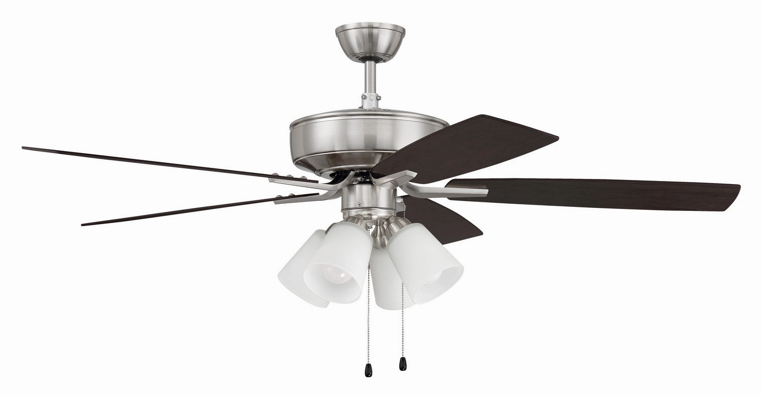 Craftmade Pro Plus 114 52" Pull Chain Ceiling Fan with Frosted 4 Light LED Kit