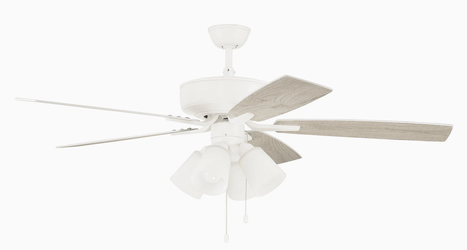 Craftmade Pro Plus 114 52" Pull Chain Ceiling Fan with Frosted 4 Light LED Kit