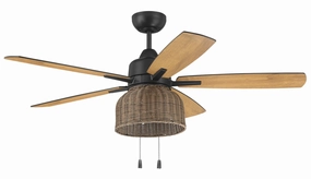 Craftmade Woven 52" Indoor/Outdoor Pull Chain Ceiling Fan with LED in Flat Black outdoor fans store with multiple collections