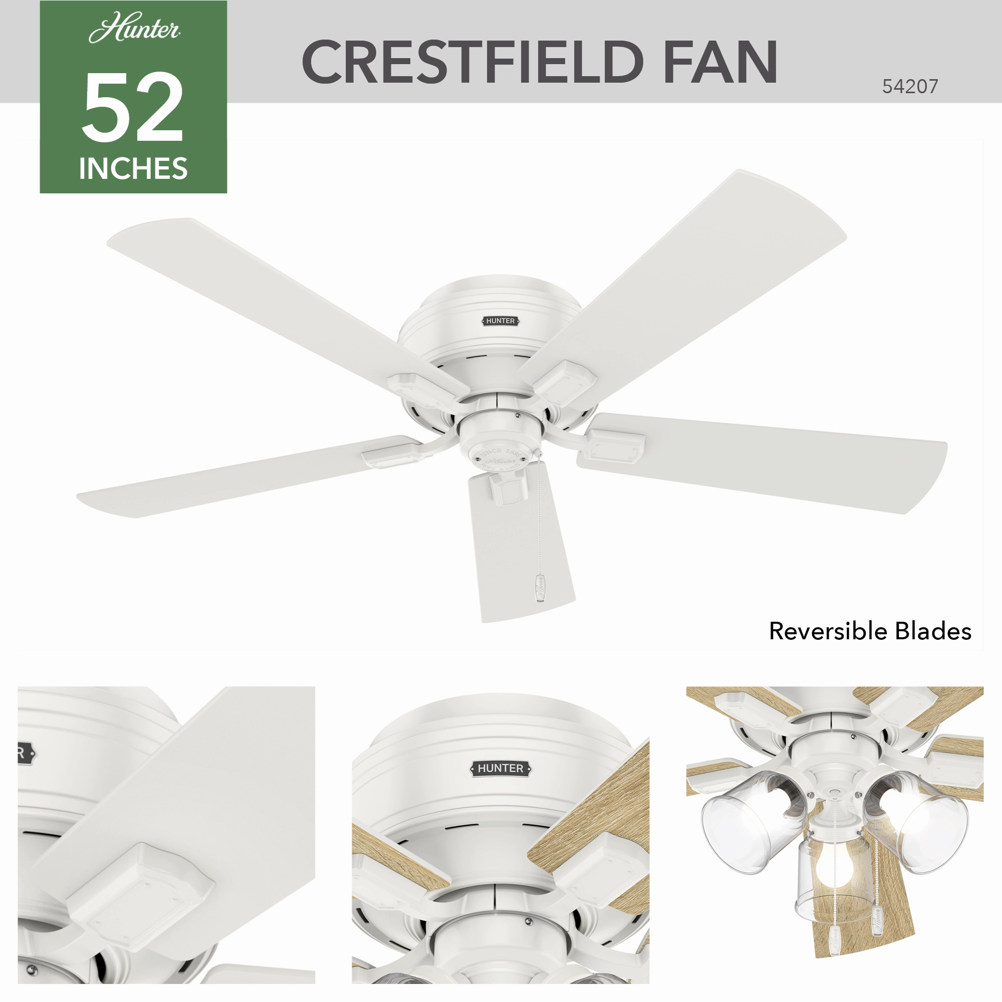 Crestfield 52"Ceiling Fan Fresh White