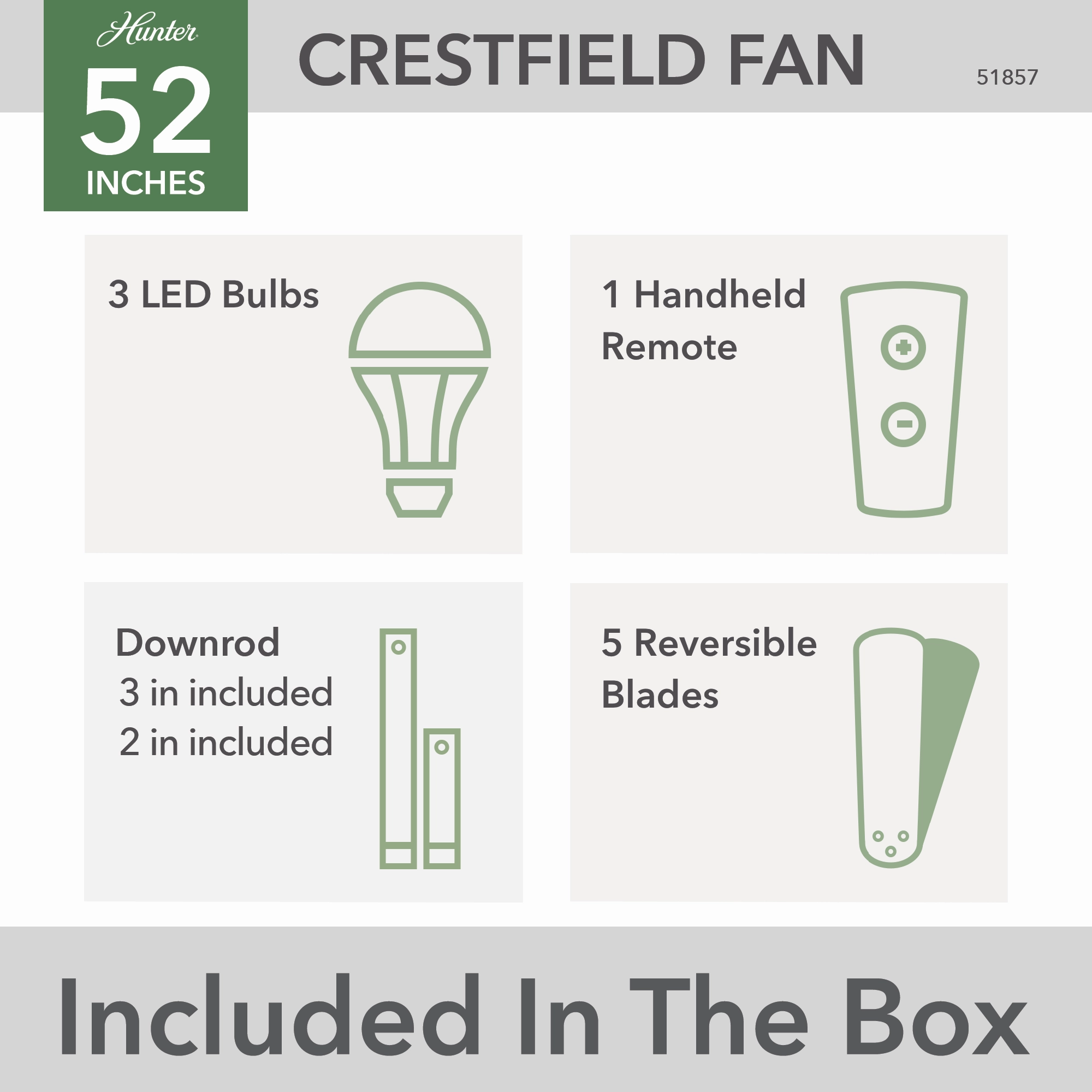 Crestfield 52"Ceiling Fan Matte Silver