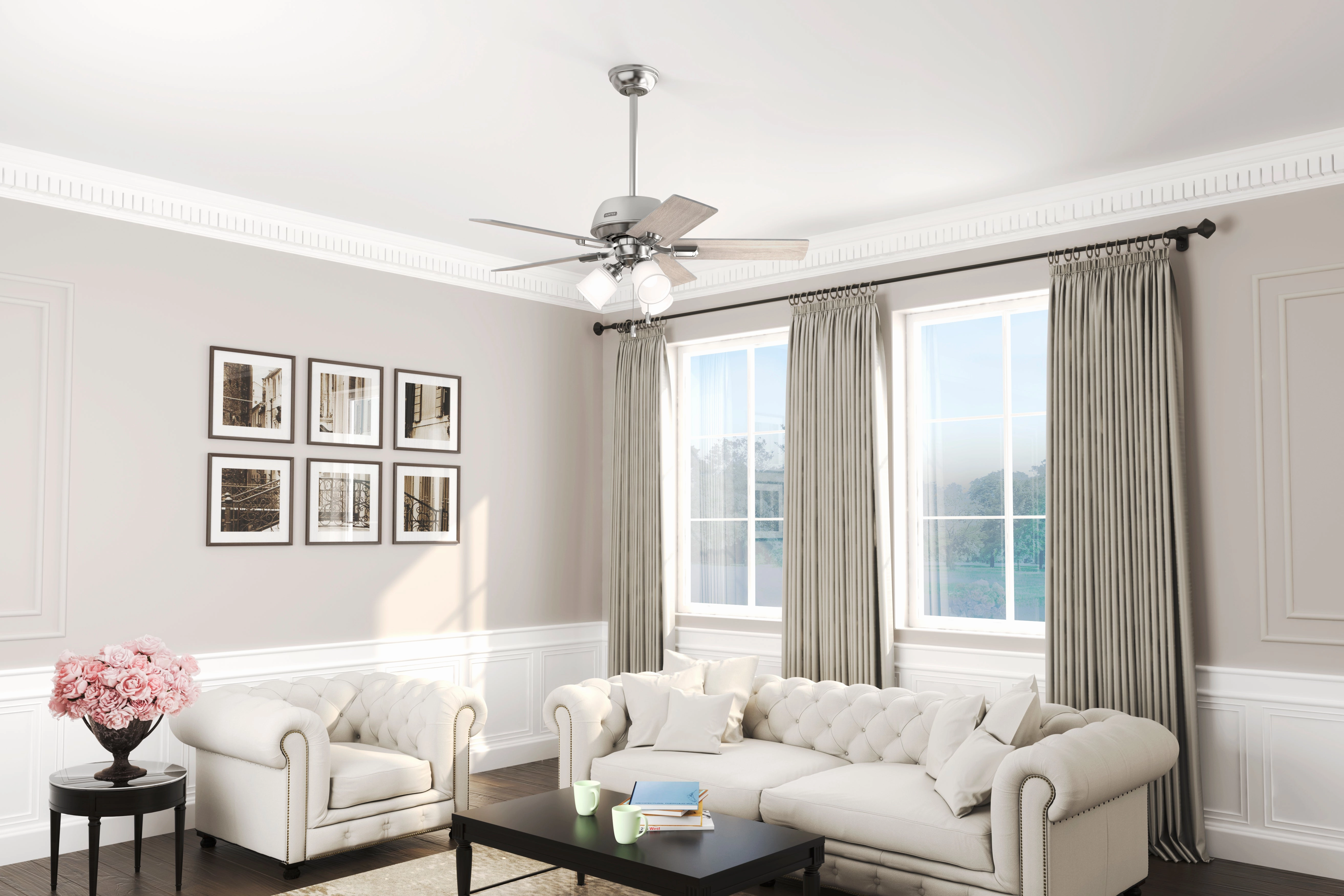 Crystal Peak 44"Ceiling Fan Brushed Nickel