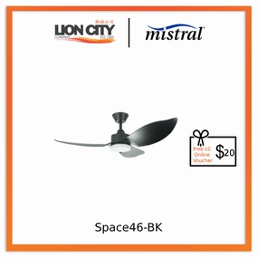D'FAN SPACE46-BK 46IN CEILING FAN WITH LIGHT (BLACK) (INSTALLATION CHARGES APPLIES) standard all-purpose electric cooling fans