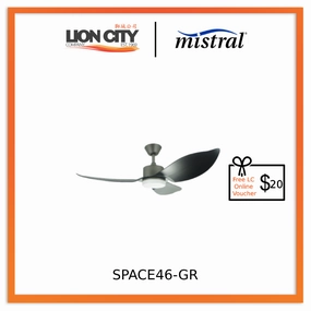 D'FAN SPACE46-GR/WD 46IN CEILING FAN WITH LIGHT (GREY/WOOD) (INSTALLATION CHARGES APPLIES) standard all-purpose electric cooling fans