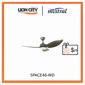 D'FAN SPACE46-WH/WD 46IN CEILING FAN WITH LIGHT (WHITE/WOOD) (INSTALLATION CHARGES APPLIES) standard all-purpose electric cooling fans