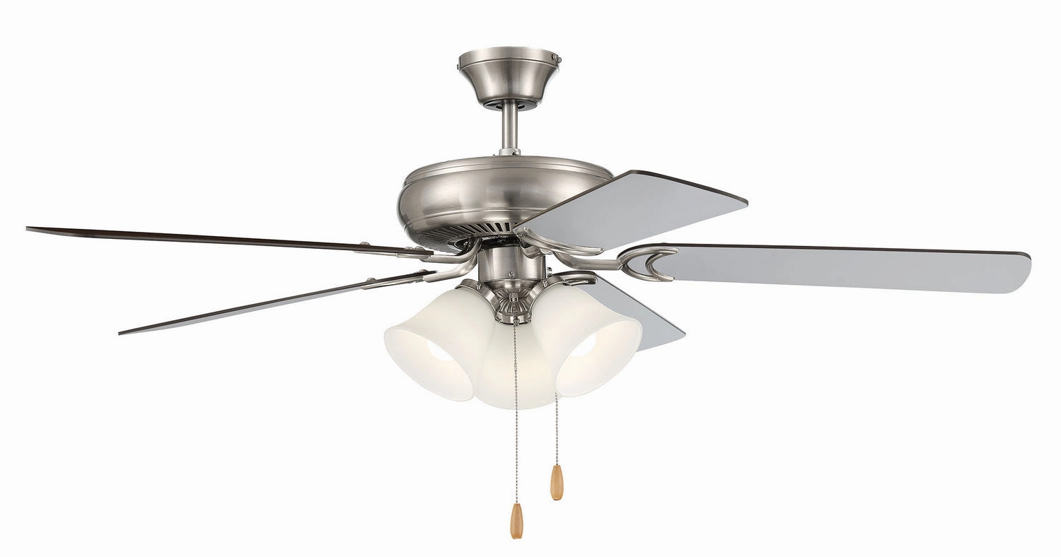 Decorator's Choice 3 Light Kit 52"Ceiling Fan Brushed Polished Nickel
