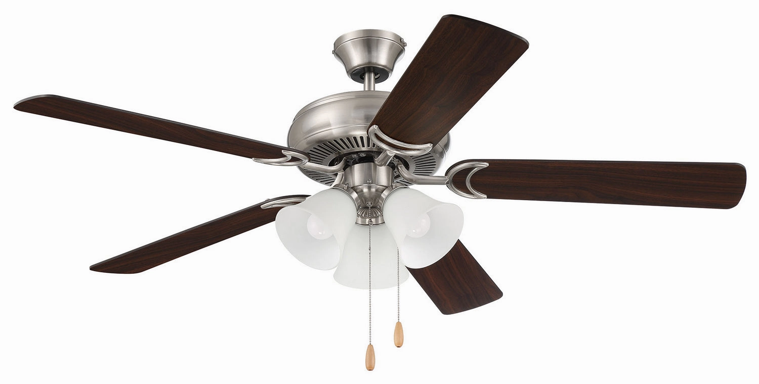 Decorator's Choice 3 Light Kit 52"Ceiling Fan Brushed Polished Nickel