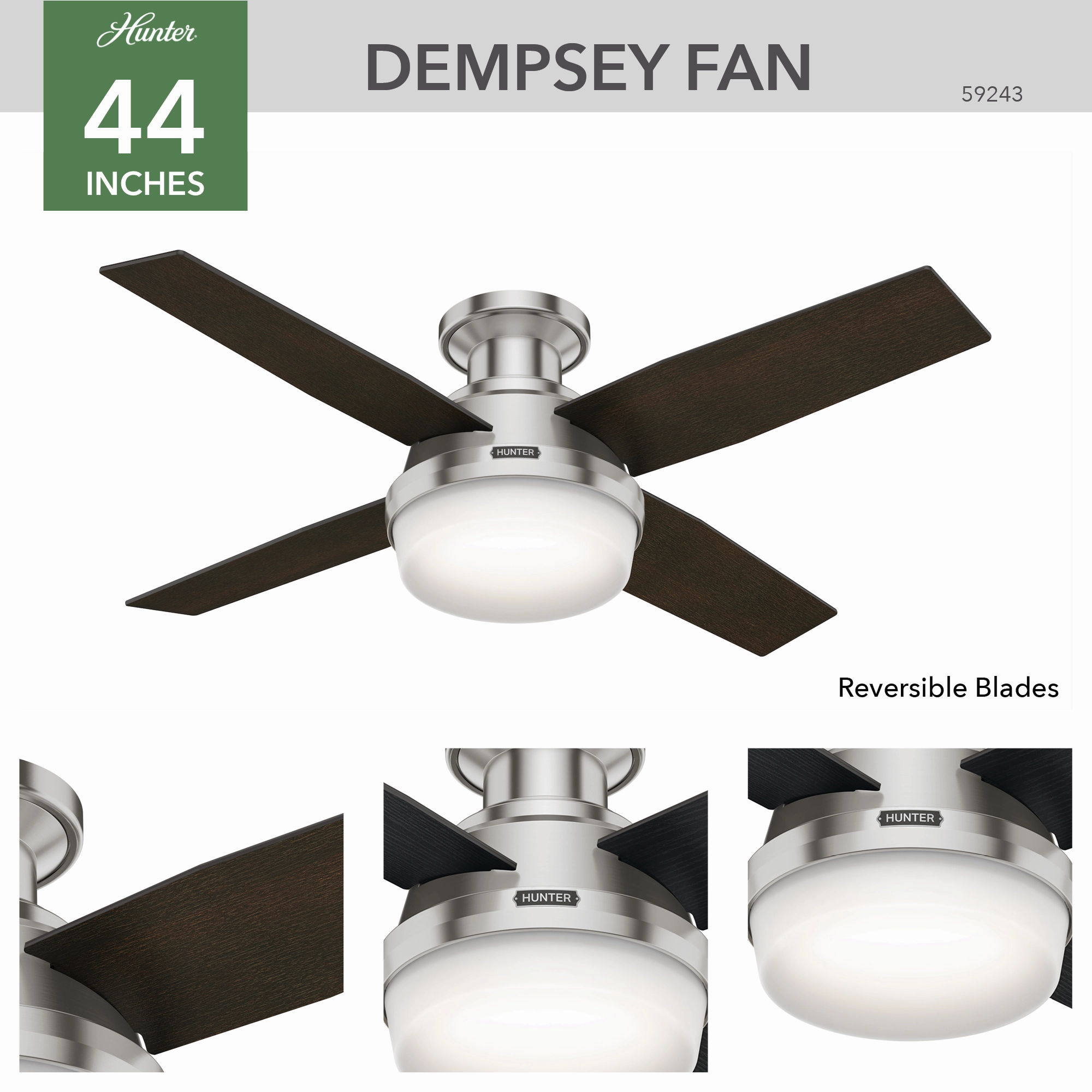 Dempsey 44"Ceiling Fan Brushed Nickel