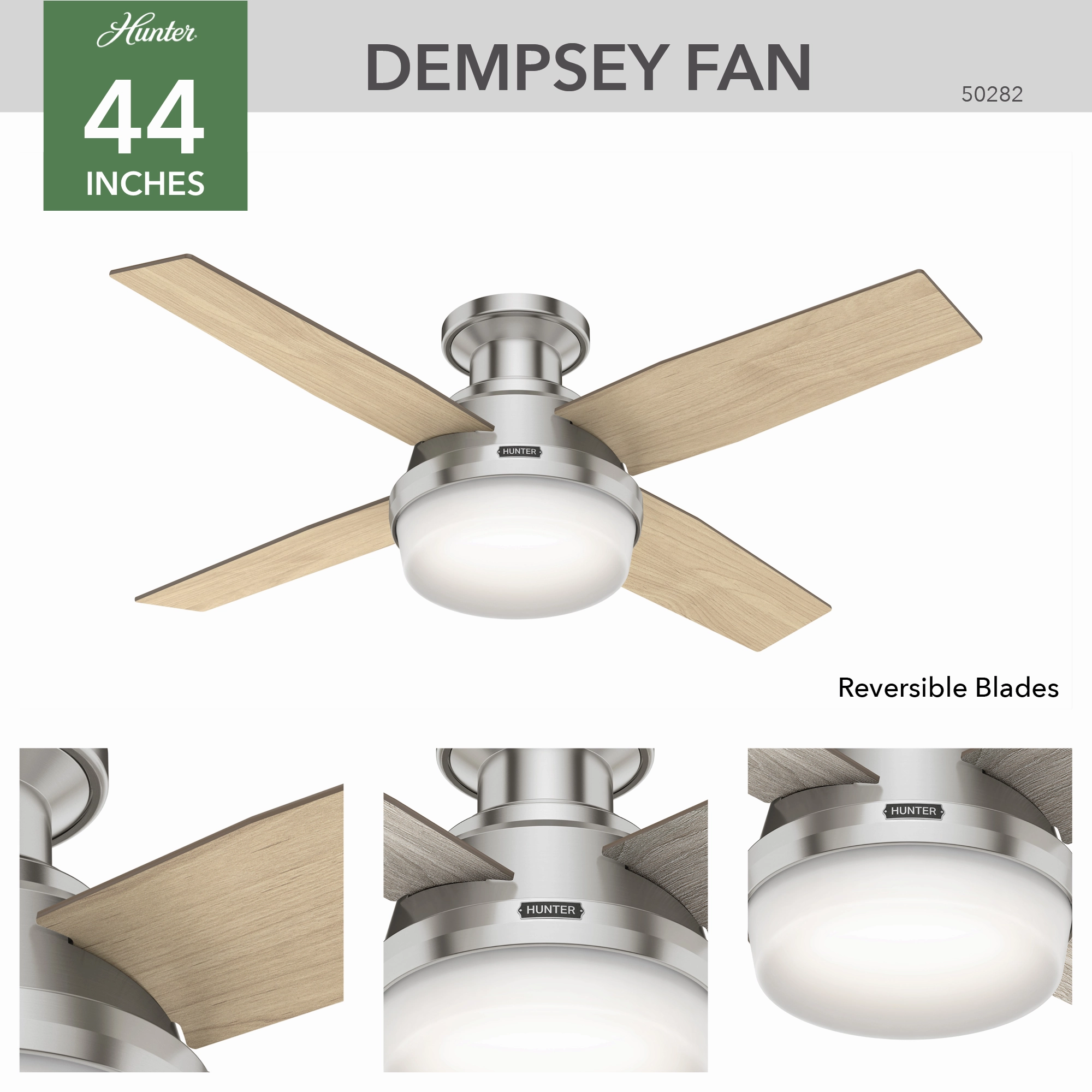 Dempsey 44"Ceiling Fan Brushed Nickel