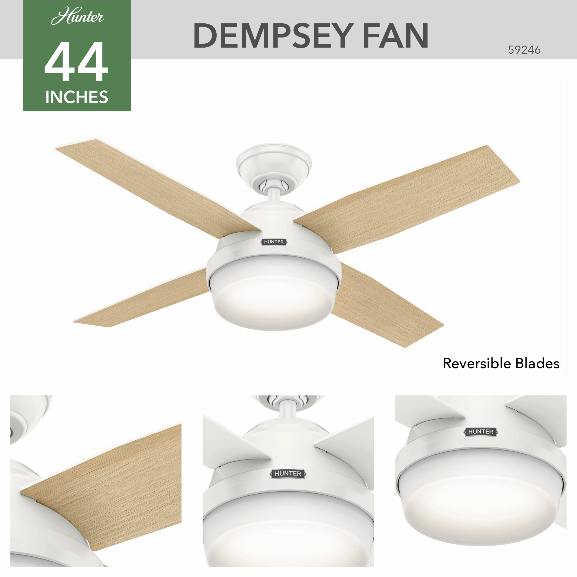 Dempsey 44"Ceiling Fan Fresh White