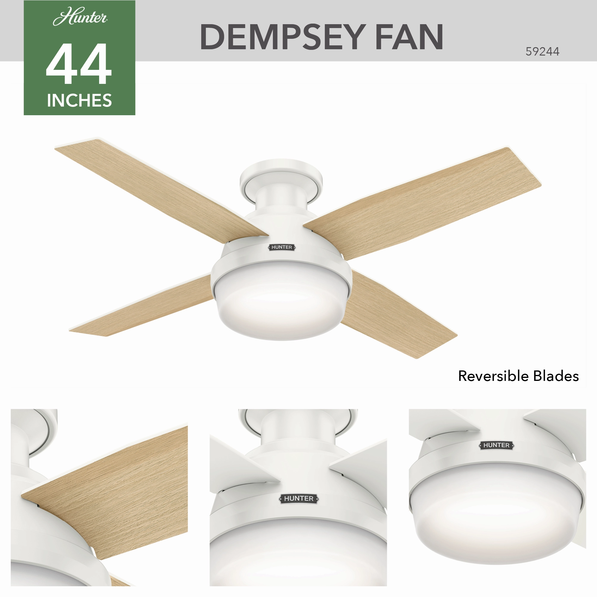 Dempsey 44"Ceiling Fan Fresh White