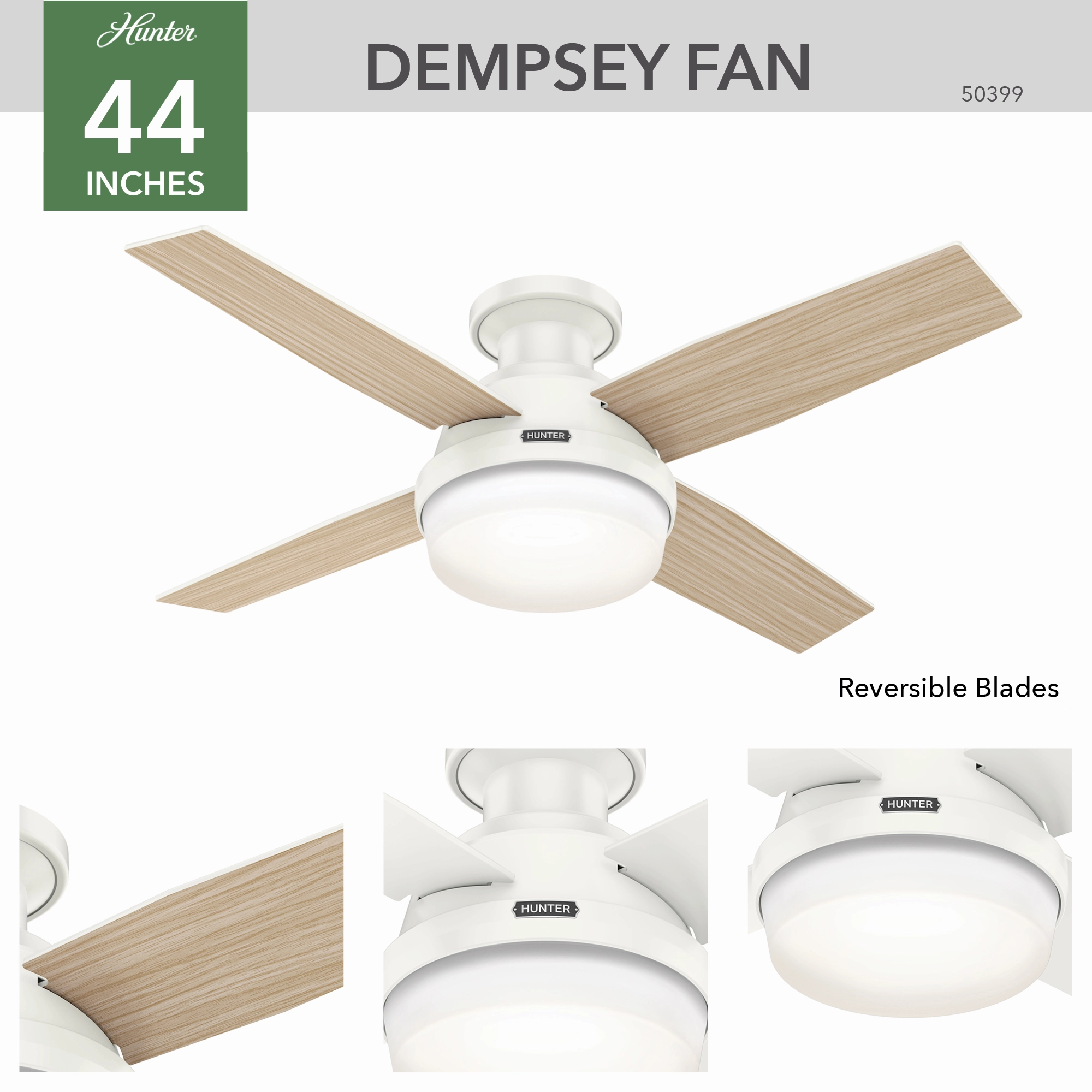 Dempsey 44"Ceiling Fan Fresh White