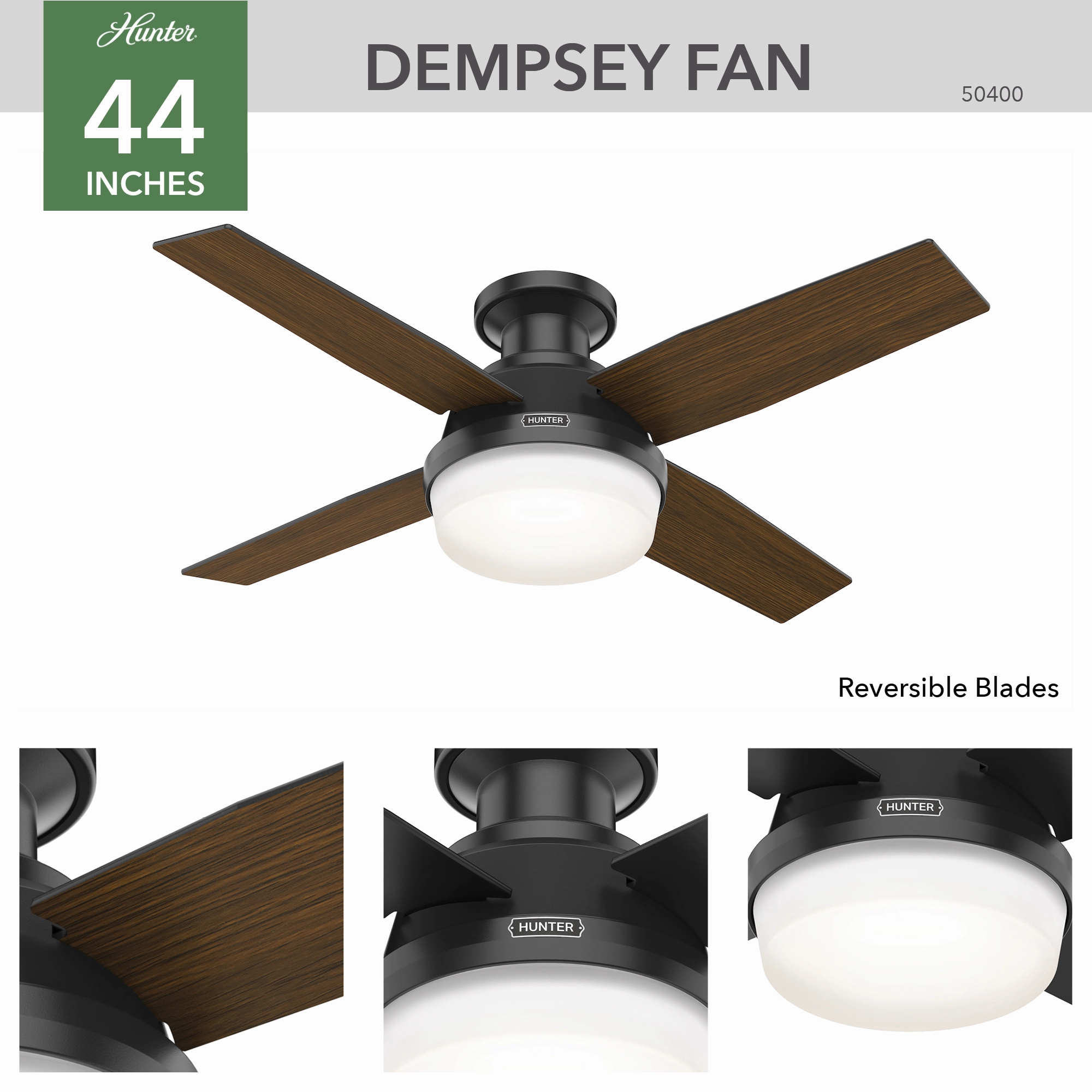 Dempsey 44"Ceiling Fan Matte Black