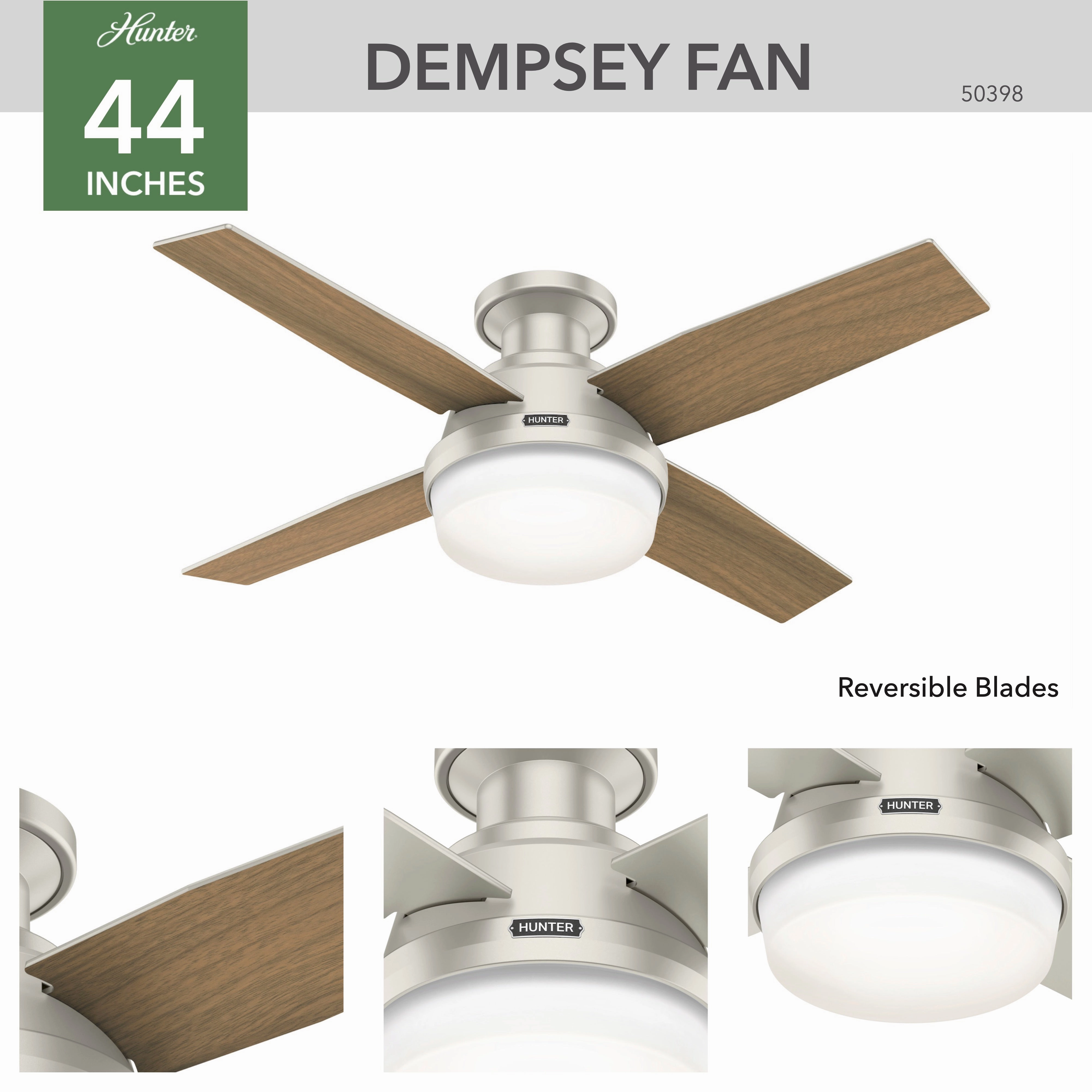 Dempsey 44"Ceiling Fan Matte Nickel