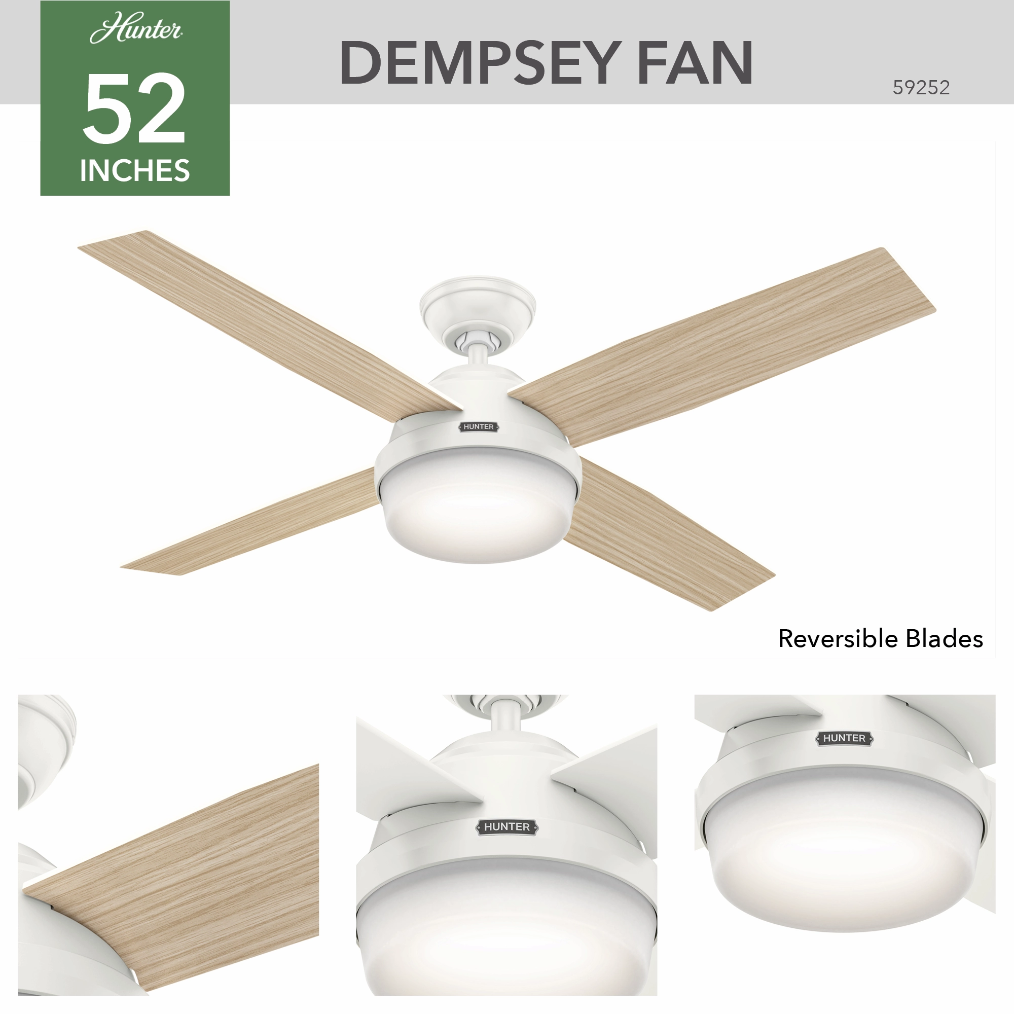 Dempsey 52"Ceiling Fan Fresh White