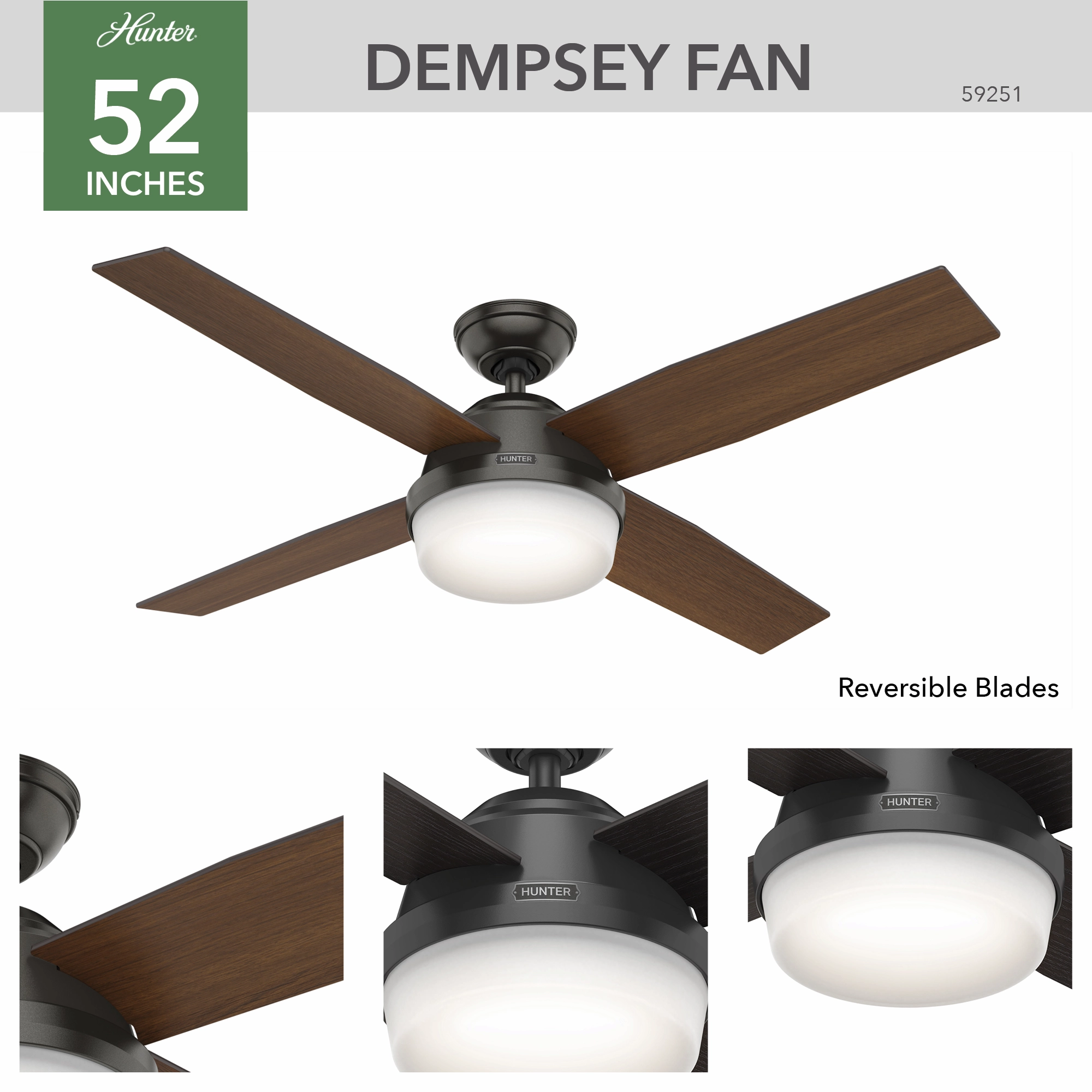 Dempsey 52"Ceiling Fan Matte Black