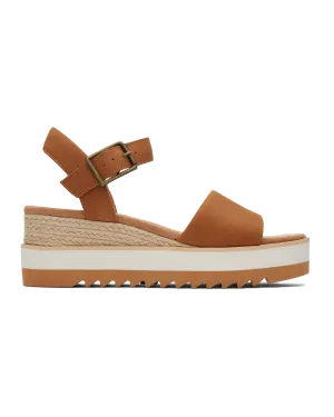 Diana Tan Leather Wedge Sandals in Tan