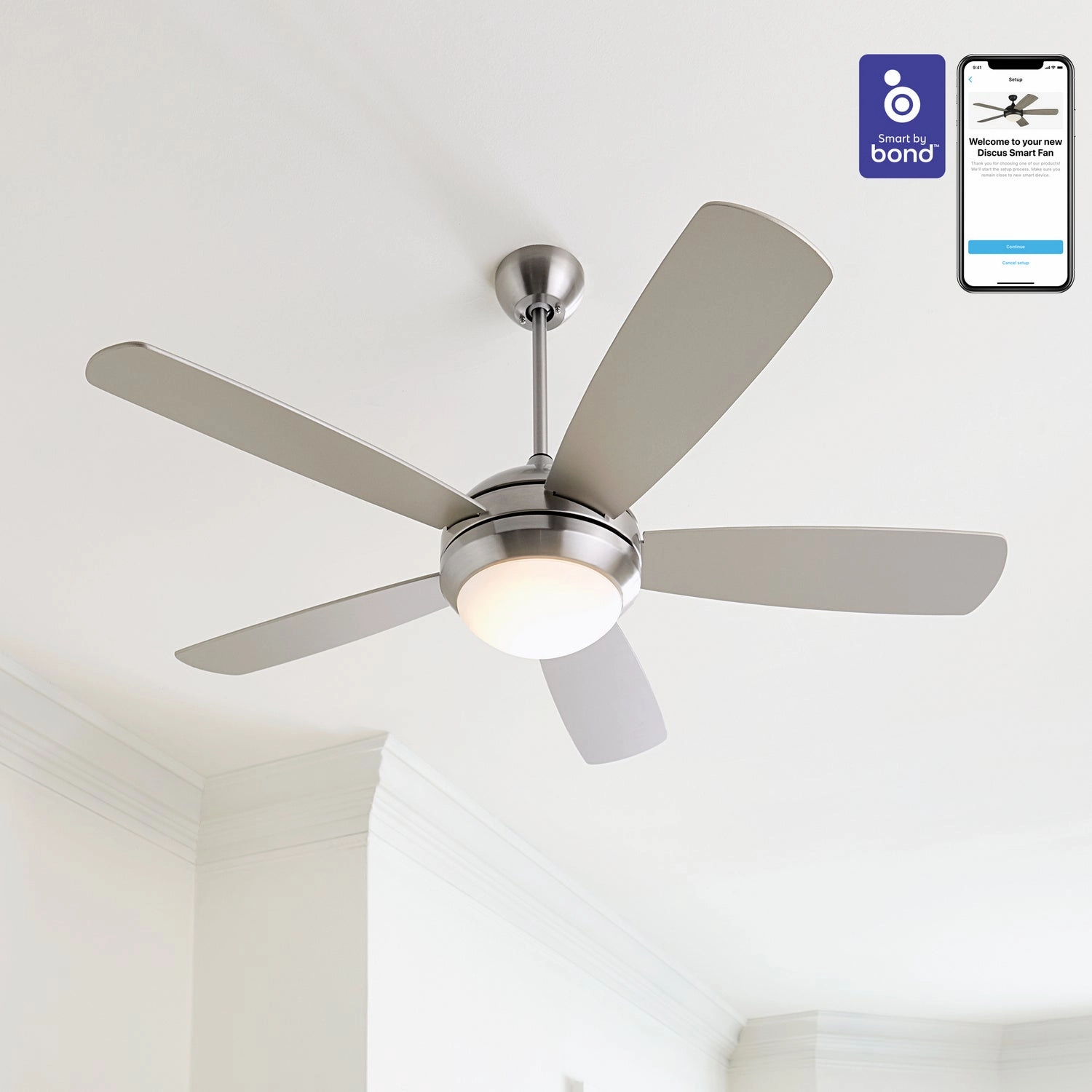 Discus 52" Ceiling Fan Brushed Steel