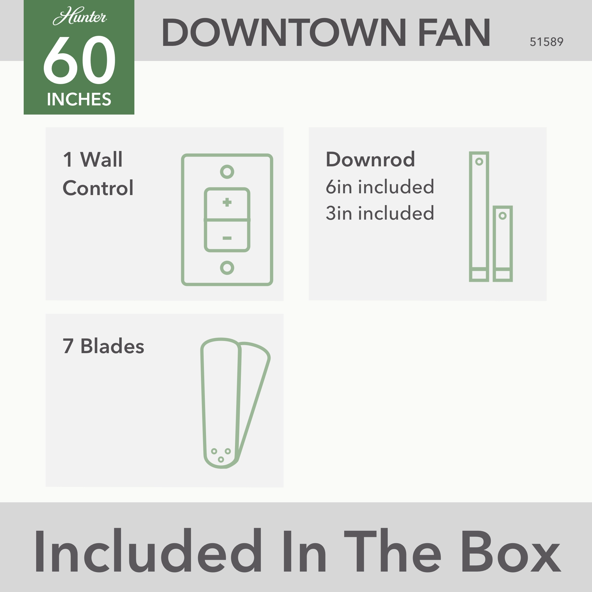 Downtown 60"Ceiling Fan Matte Silver