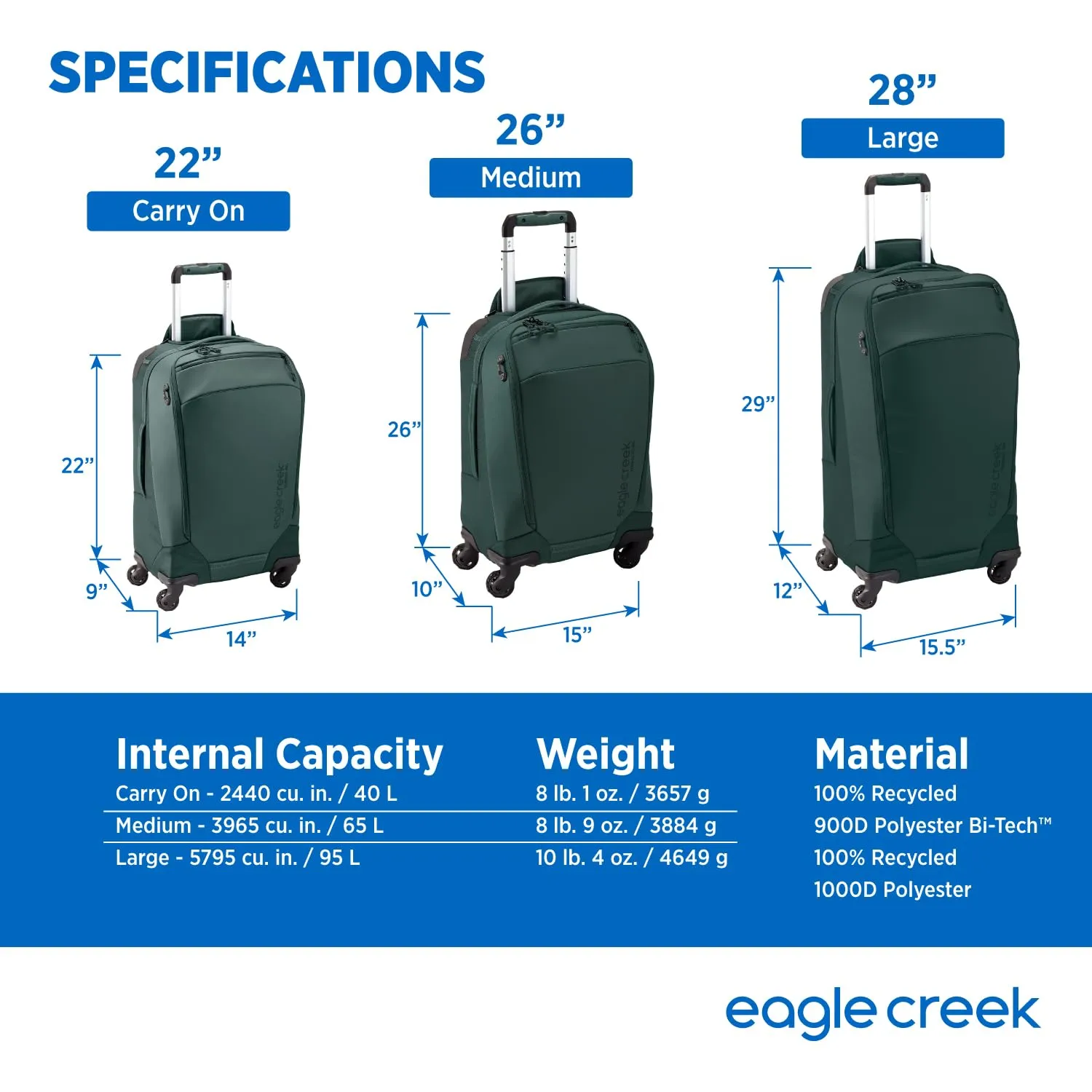 Eagle Creek Tarmac XE Carry On 4 Wheeled Luggage, 40L Bags Eagle-Creek