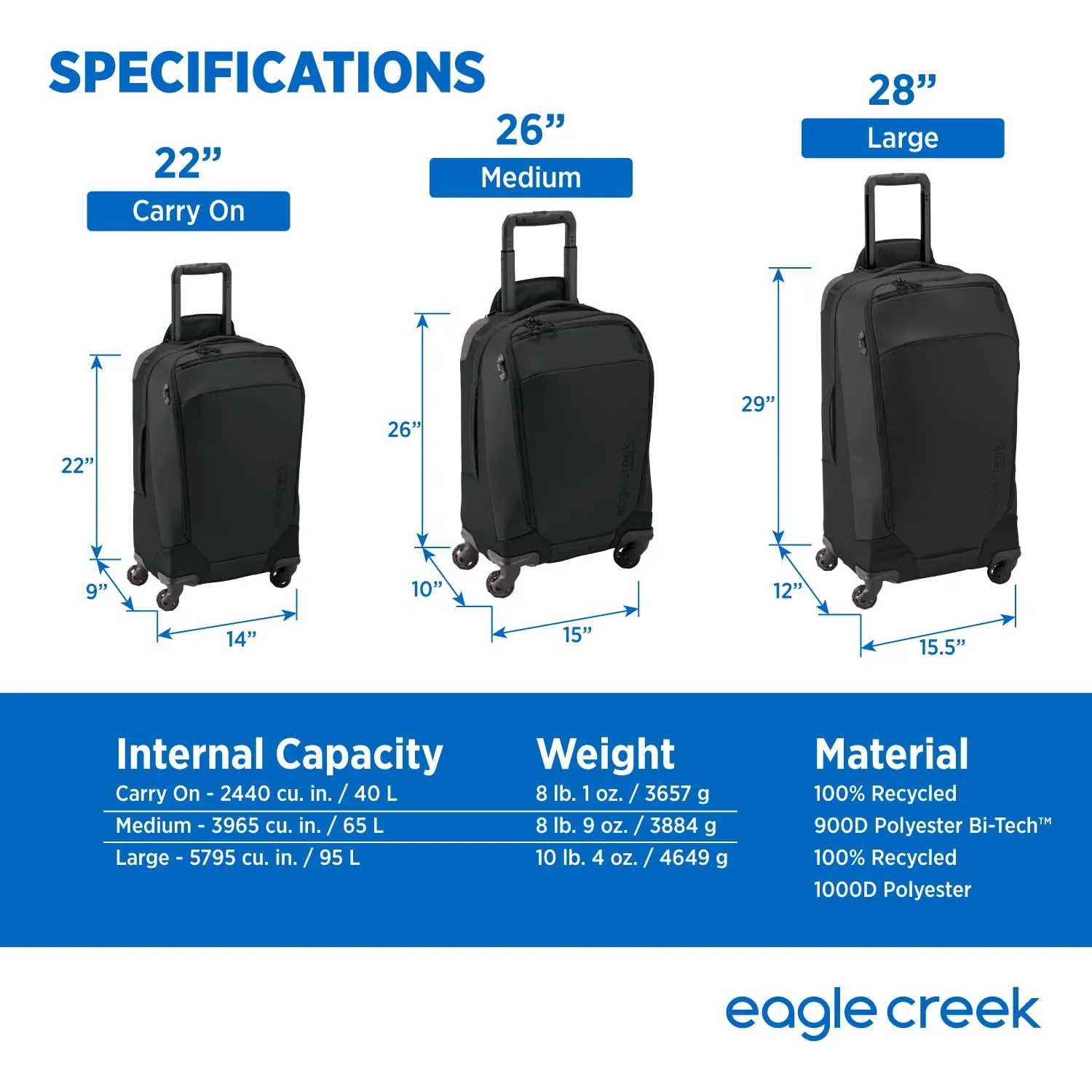 Eagle Creek Tarmac XE Carry On 4 Wheeled Luggage, 40L Bags Eagle-Creek